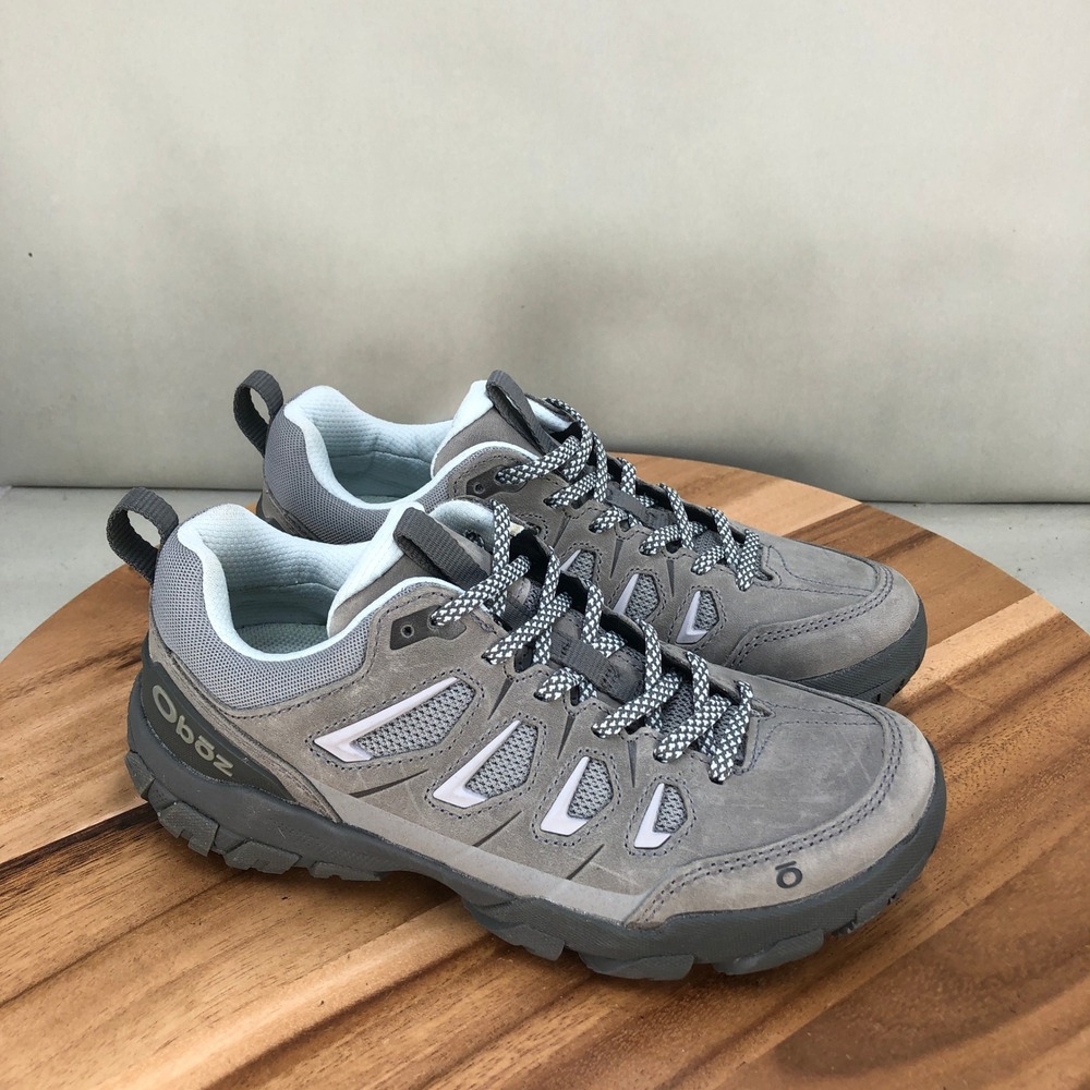 Oboz Sawtooth X Low Hiking Shoes Womens 6 Grey Suede Trail Outdoor Rugged